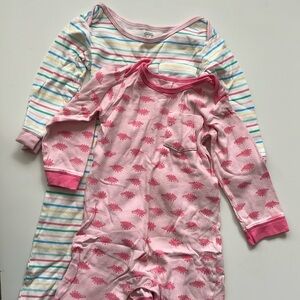 Amazon Essentials 24M girls sleepers pajamas striped, dinosaurs, set of 2